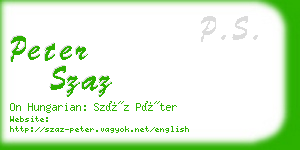 peter szaz business card